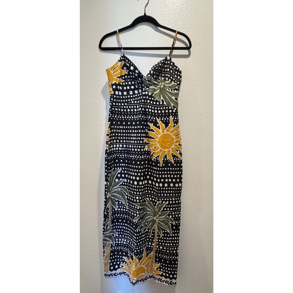 Sunflower Print Black Maxi Dress